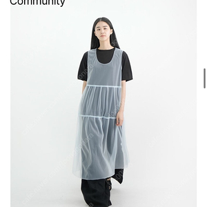 유노이아 레이어드 드레스 Layered Mesh Tuck Dress