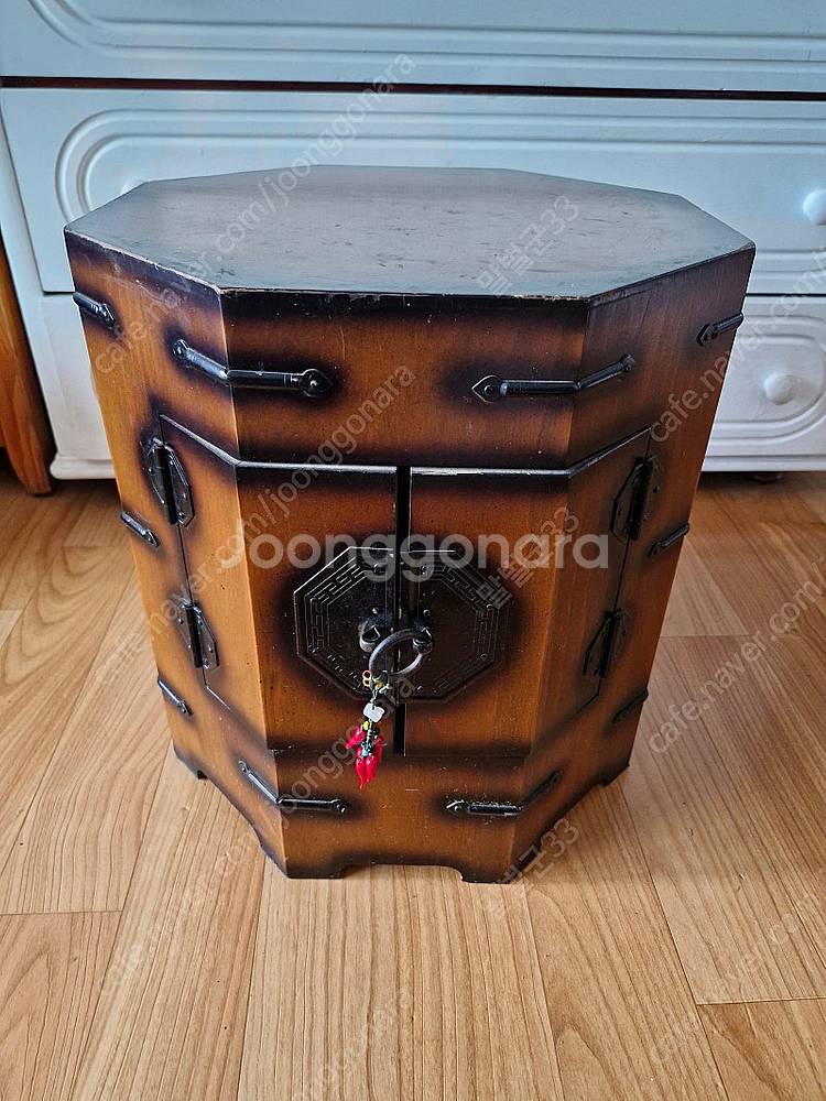 전통 나무 궤짝 팔각형 수납함 수납상자--0