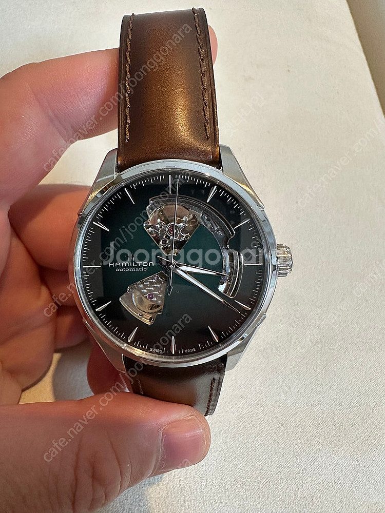 [판매] 해밀턴 재즈마스터 오픈하트 그린 (정품 브슬 포함, 국내 정발 24년 5월 스탬핑)--1