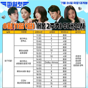 킨텍스 8/11(일) A열 영화 파일럿 무대인사 2연석 정가양도