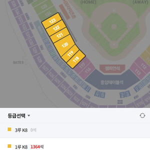 기아 타이거즈 8/6, 8/8 단석 판매