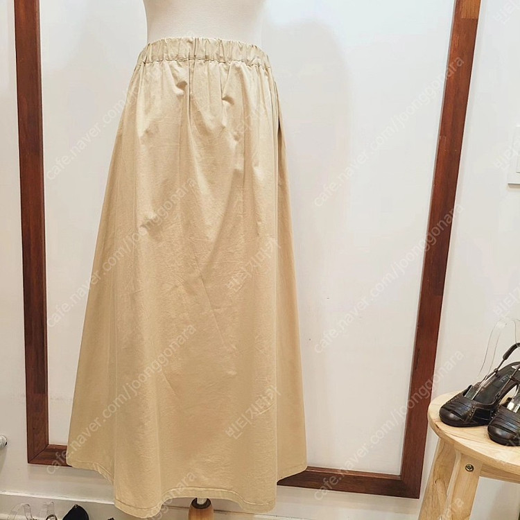 커버낫 코튼 밴딩 플레어 스커트--5