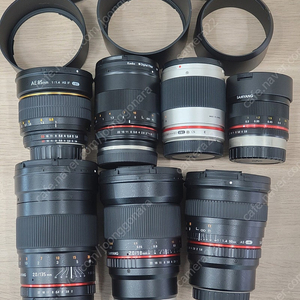 삼양 MF 135mm f2 mft/ 50mm f1.4 mft/300mm f6.3 소니e/16mm f2 소니e용/ 85mm f1.4 니콘 /85mm f1.8 캐논m용/8mm f3.5