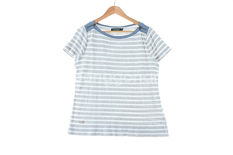 W(XL) 폴로 랄프로렌 반팔 티셔츠 그레이 스트라이프...--1