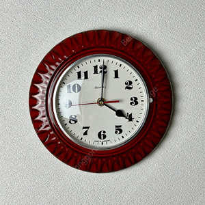 독일 빈티지 세라믹 벽시계 무소음 벽시계 레드 원형 쿼츠시계 Vintage Ceramic Wall Clock Made in Germany 70s