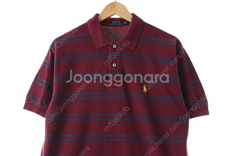 (M) 폴로 랄프로렌 반팔 카라 티셔츠 버건디 스트라이...--2
