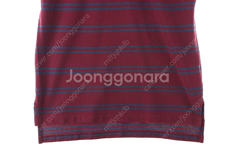 (M) 폴로 랄프로렌 반팔 카라 티셔츠 버건디 스트라이...--3