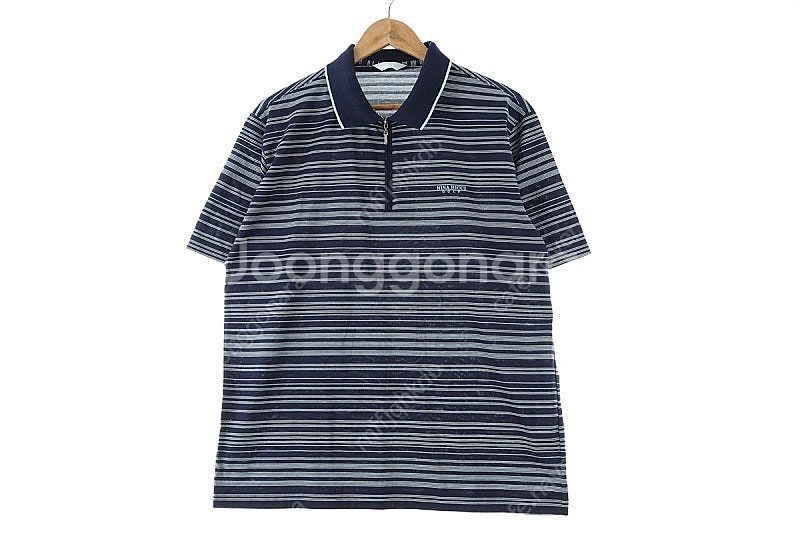 (XL) 니나리치 반팔 카라 티셔츠 네이비 스트라이프 ...--1