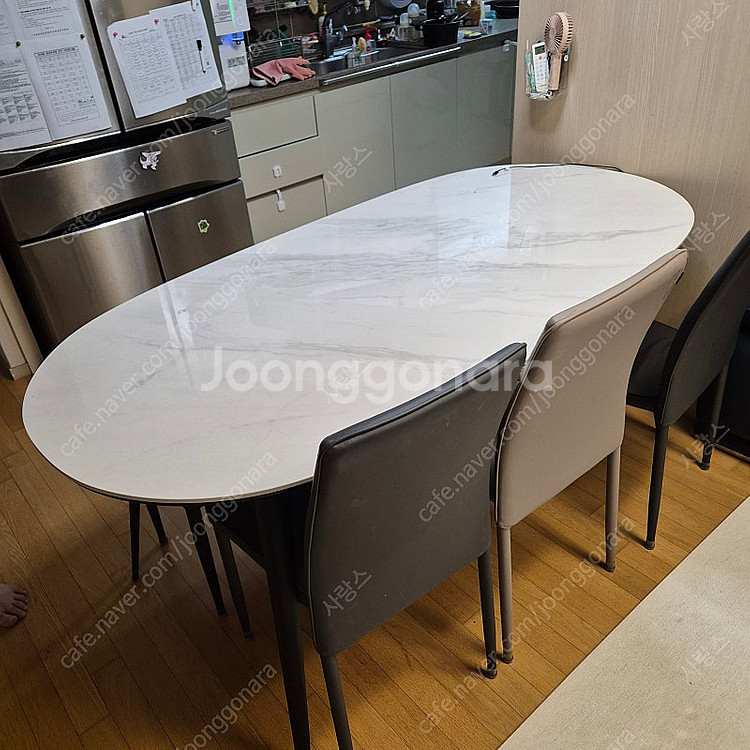 리바트 레도바 라운드세라믹(화이트마블)6인용식탁세트 w...--2