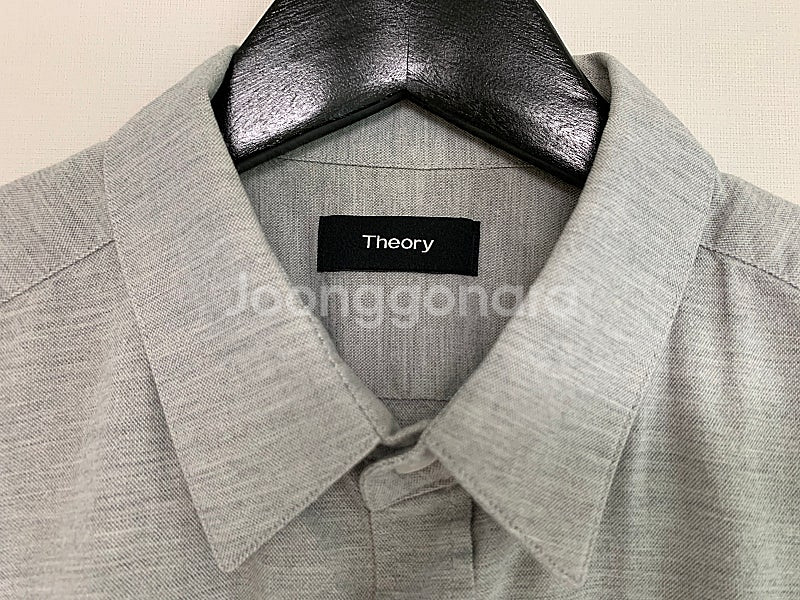 Theory 띠어리 그레이 반팔 코튼 셔츠 (S)--1