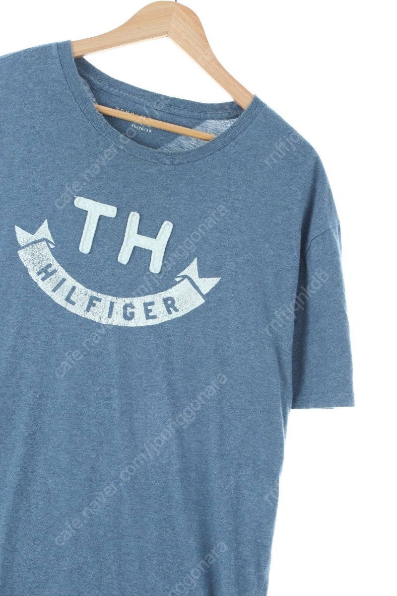 (XL) 타미힐피거 반팔 티셔츠 블루 면 올드스쿨 디자인