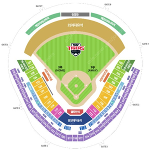 8월 10일(토) KIA(기아) 타이거즈 vs 삼성 라이온즈 1루 K5 103블록 통로 2연석