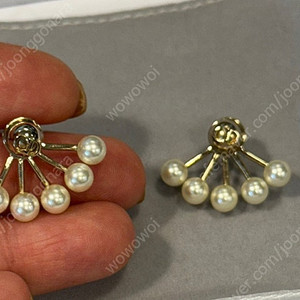 (정품 풀셋) 디올 이어링_Dior petite CD earings, gold-tone pearl earings