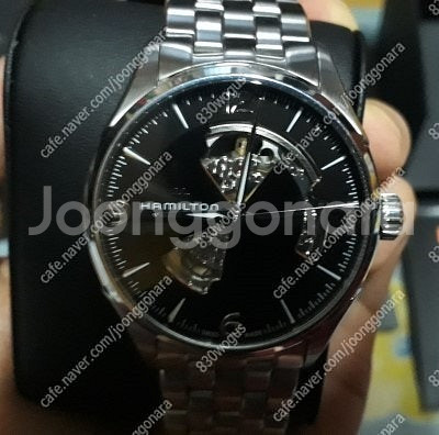 해밀턴 재즈마스터 오픈하트 42mm 신형 블랙 검판 메...--0