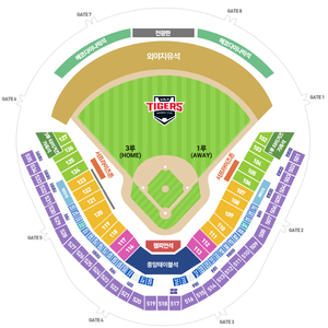 8월 10일 (토) 광주 삼성 vs 기아 3루 k3 , 외야자유석 2자리 1자리 단석