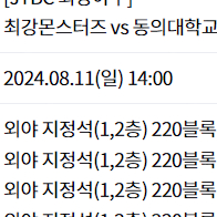 8월 11일 최강야구 외야 2층 4연석