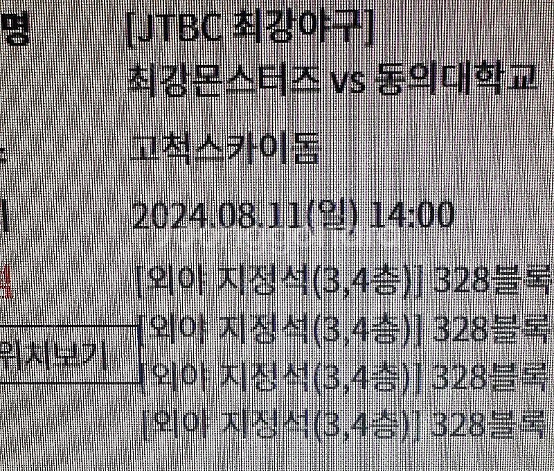 8월11일 최강야구동의대 328블럭 2/4연석 양도--0
