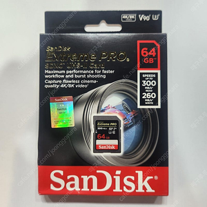 샌디스크 익스트림 프로 SDXC UHS-II SD V90 64gb 새제품 미개봉 팝니다