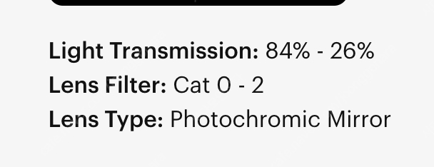 100% S3 변색미러렌즈 (폴리쉬드 트러슬렌트)--2