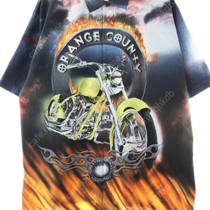 (2XL) 브랜드빈티지 반팔셔츠 남방 바이크 불꽃 락 프린팅