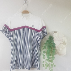 까스텔바작 남성골프웨어 네이비 핑크 줄무늬 카라티 100