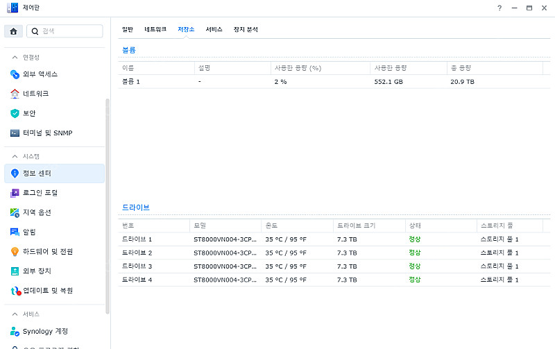 시놀로지 나스 ds1821+ 32TB 판매합니다.--2