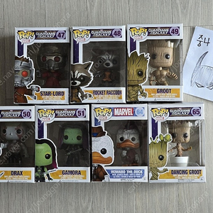 스타로드, 로켓라쿤, 그루트, 드랙스, 가모라, 댄싱그루트, 하워드덕 7종 펀코팝 Funko POP (미개봉) 가디언즈 오브 갤럭시 가오갤 피규어