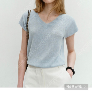 던스트 SUMMER LINEN V-NECK KNIT BLUE