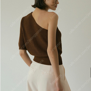 루시드주 Summer cotton One off shoulder knit (brown)