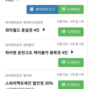 하이원 워터월드 종일귄 1장 +곤돌라 이용권4장