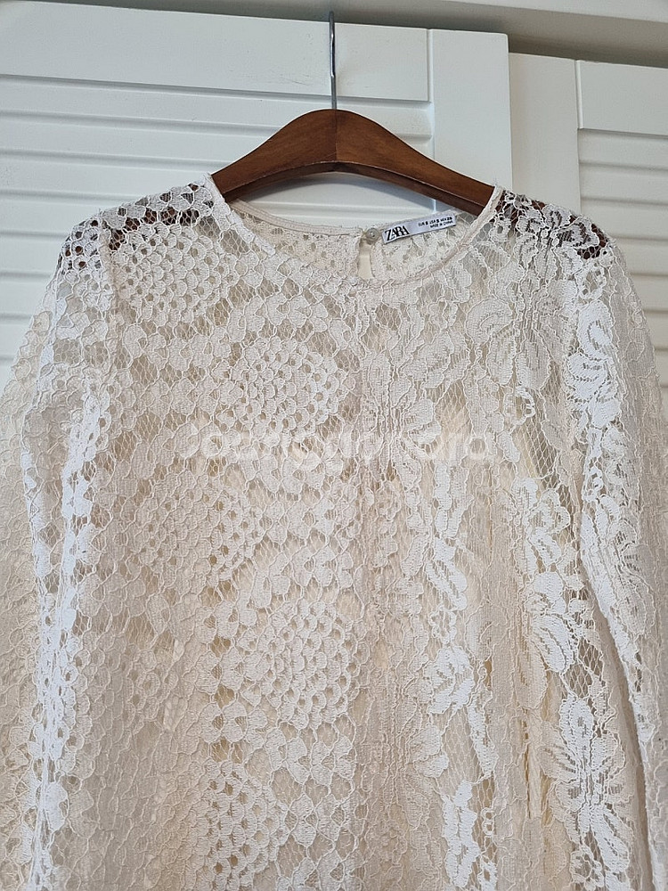 자라(zara) 이너 원피스 포함 아이보리 레이스 원피...--4