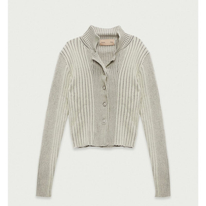 마뗑킴 스냅 카라 니트 가디건 올리브 Matin Kim SNAP COLLAR KNIT CARDIGAN IN OLIVE