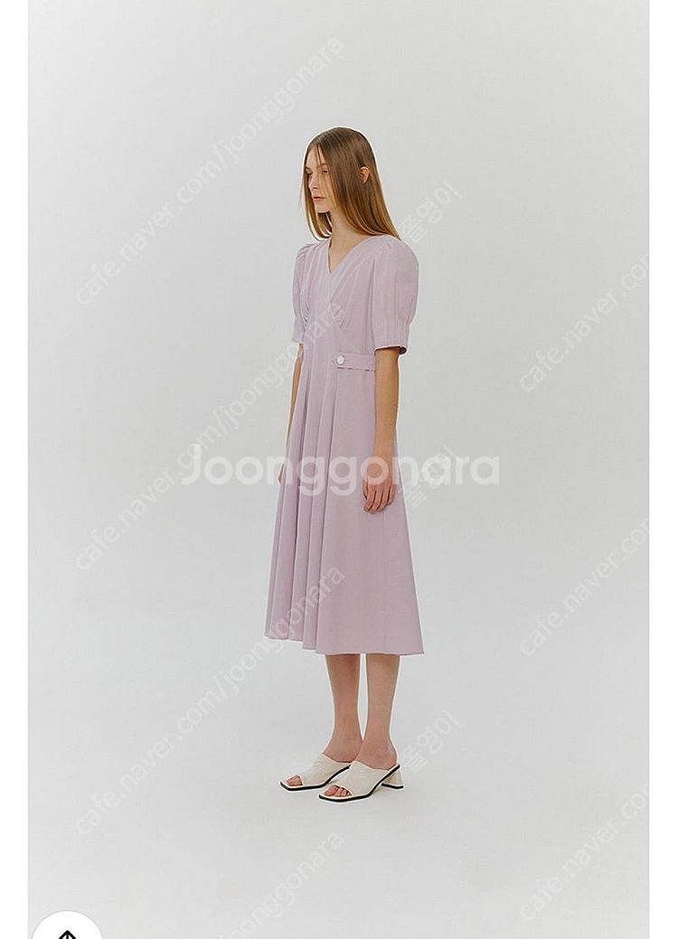 에트몽 스티치 핀턱 버튼 드레스 라일락--1