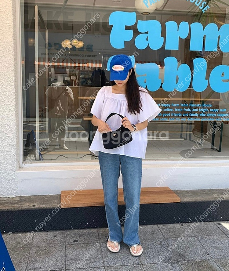 새상품/ 메리쏭 제작 트임 세미 와이드 데님 청바지 오...--1
