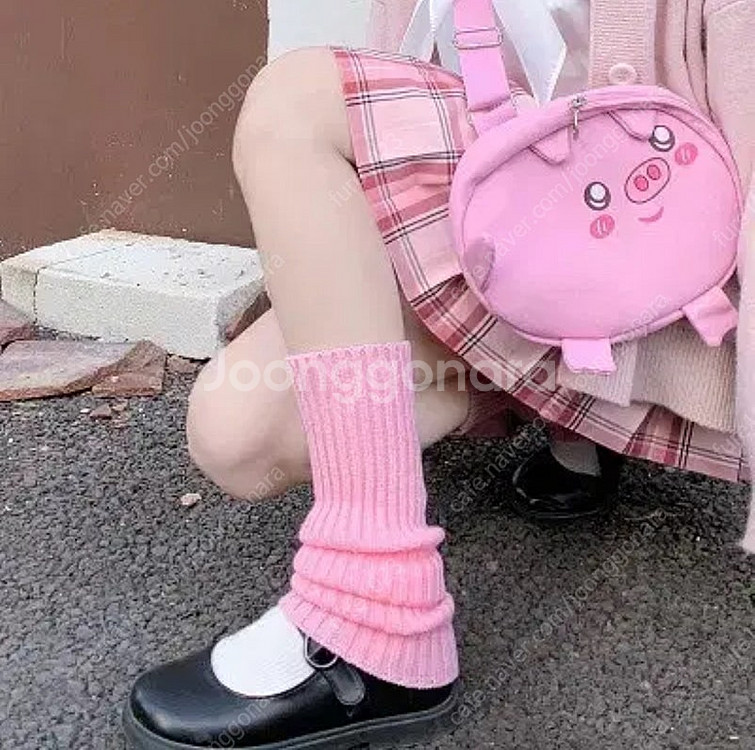 양산형 지뢰계 서브컬쳐 갸루 하라주쿠 핑크 레그워머--0