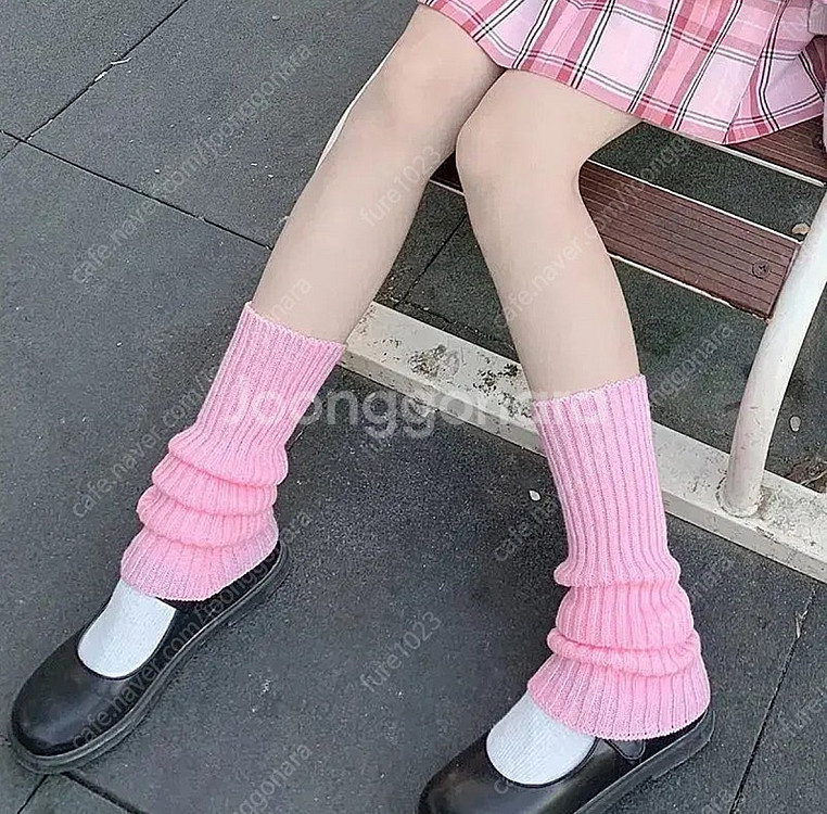 양산형 지뢰계 서브컬쳐 갸루 하라주쿠 핑크 레그워머--1