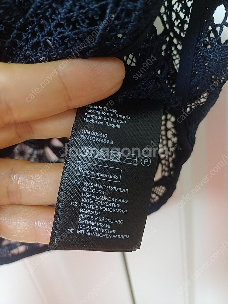 여성 H&M 네이비 시스루 블라우스 레이스티셔츠55--4