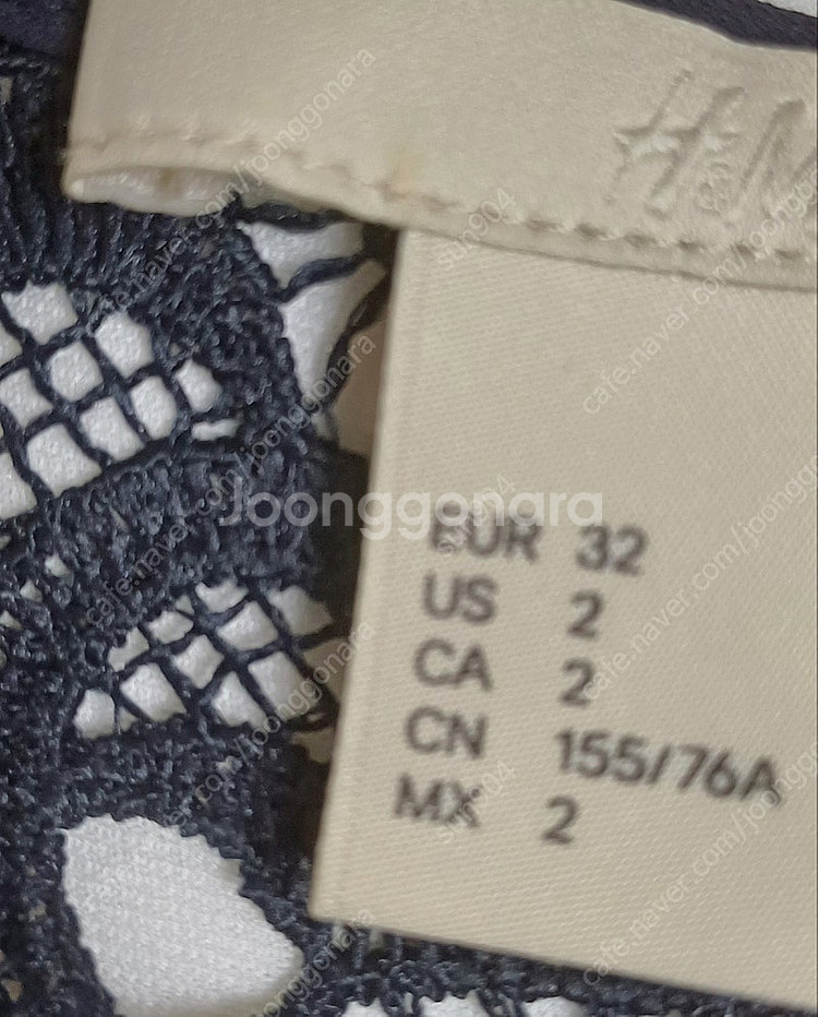 여성 H&M 네이비 시스루 블라우스 레이스티셔츠55--5