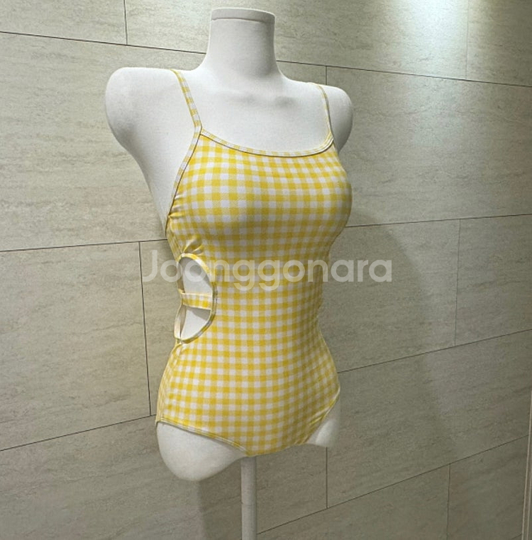 체크 옆트임 모노키니--1