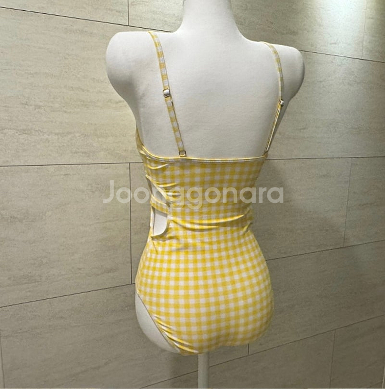 체크 옆트임 모노키니--2