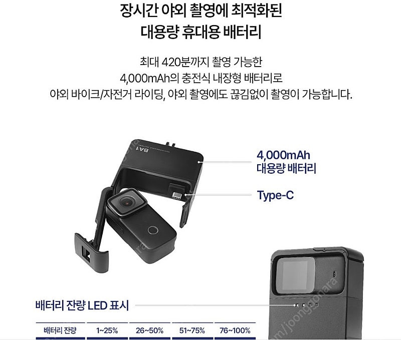 내셔널 지오그래픽 액션캠 nc20 확장형 배터리 BA1 새제품 판매합니다. 이미지