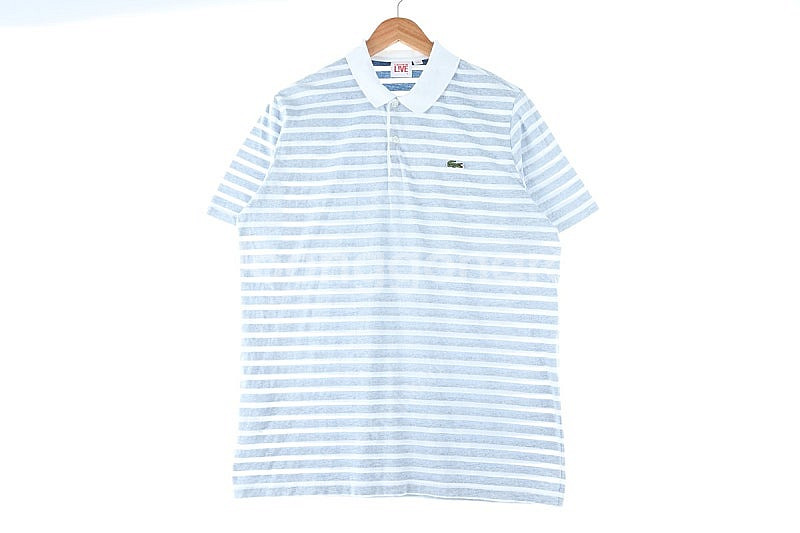 (XL) 라코스테 반팔 카라 티셔츠 그레이 스트라이프 ...--1
