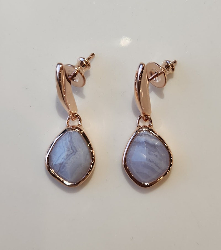 모니카비나더 로즈골드 귀걸이 블루레이스아게이트 거의 새제품 이미지