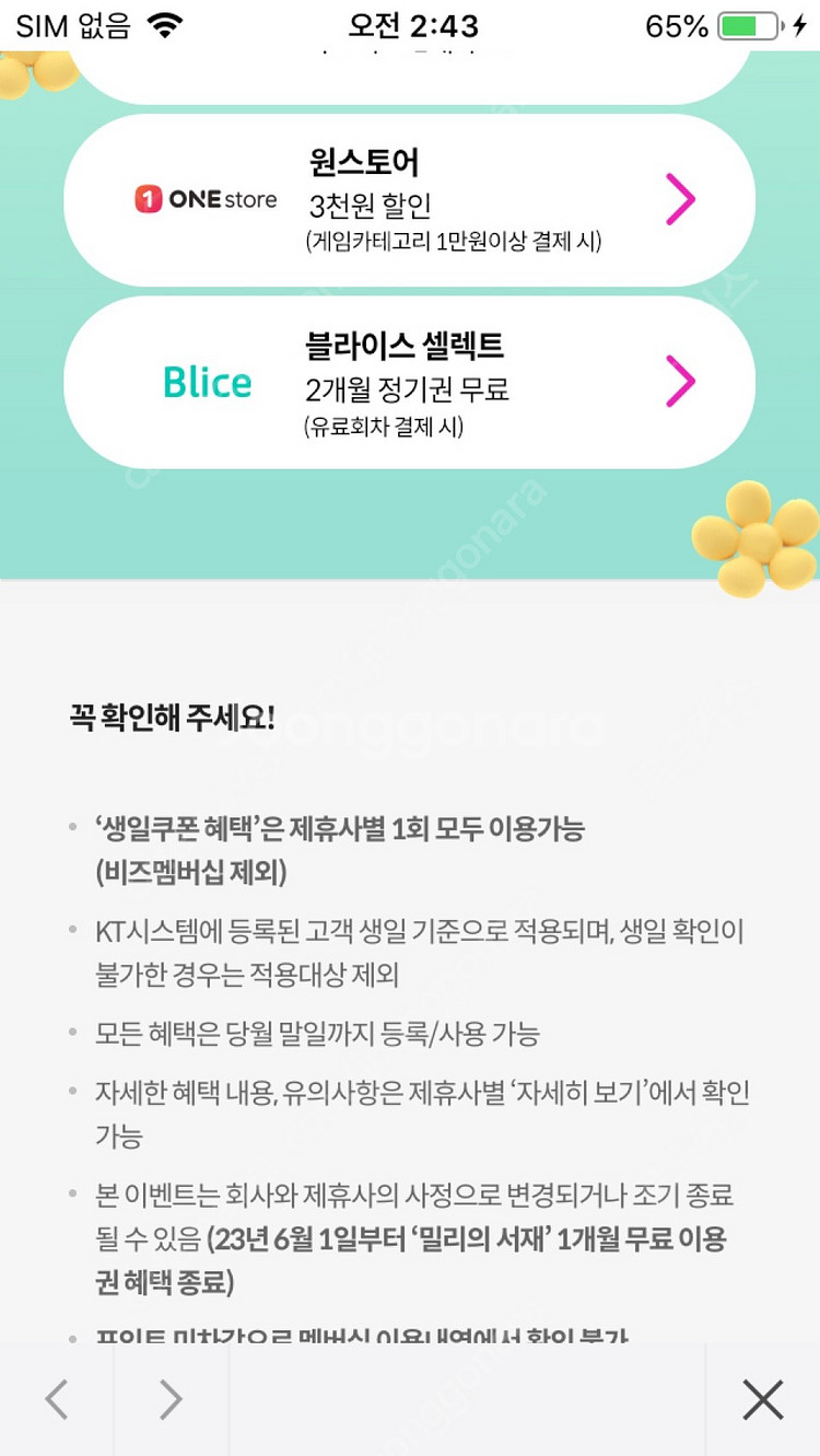 kt 생일쿠폰(메드포갈릭,도미노피자,원스토어,kt알파쇼...--1