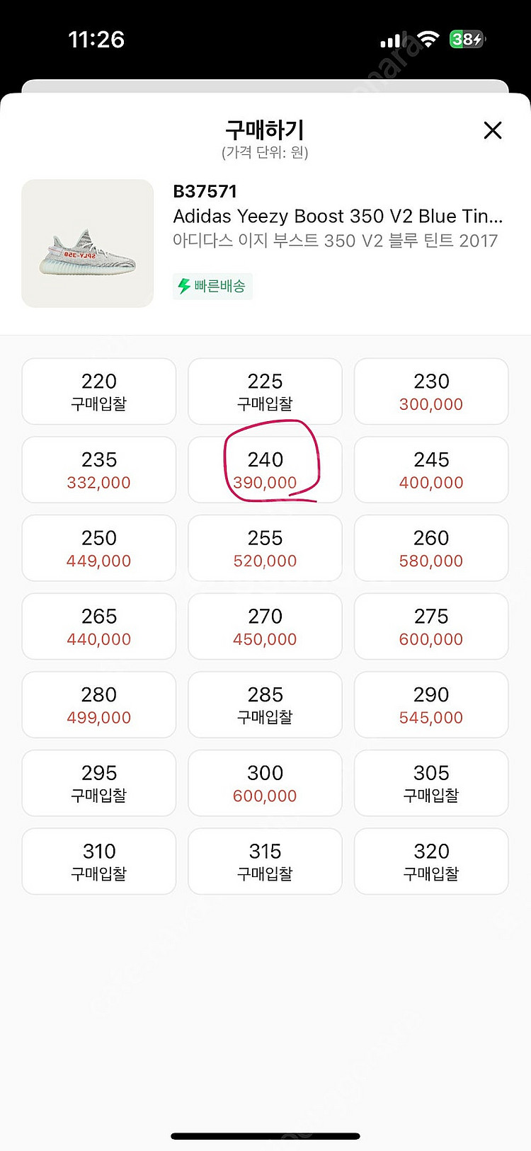 이지부스트 블루틴트 240 사이즈--5