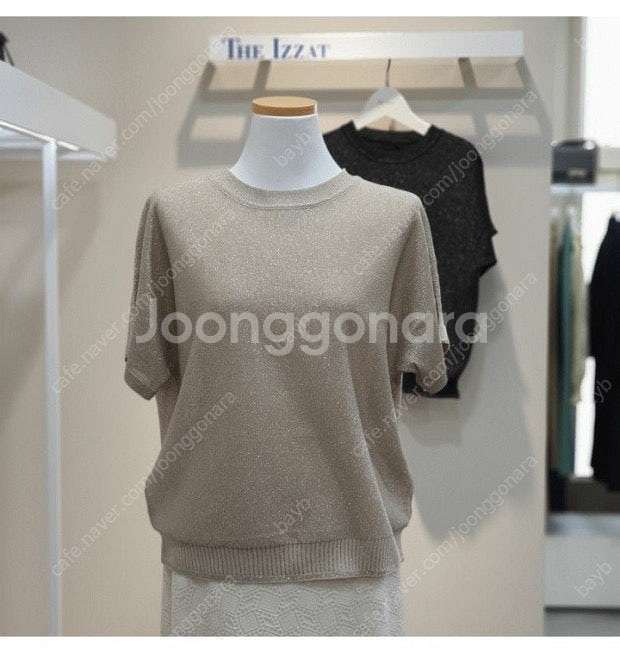 더아이잗 펄 글리터 시스루 나그랑 니트 반짝이 반팔 니...--1