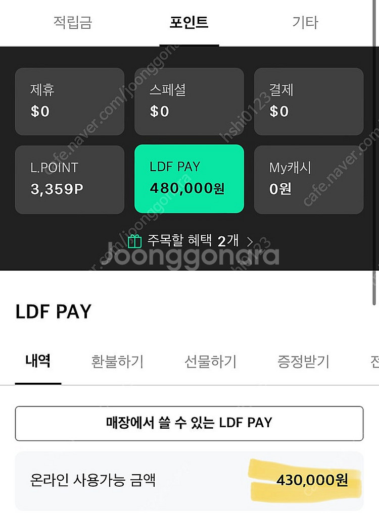 롯데면세점 LDF pay 43->40--0