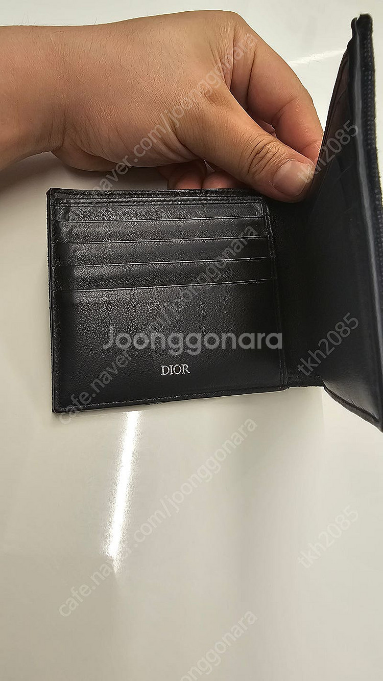 디올지갑 블랙 오블리크 자카드 남성 반지갑--4