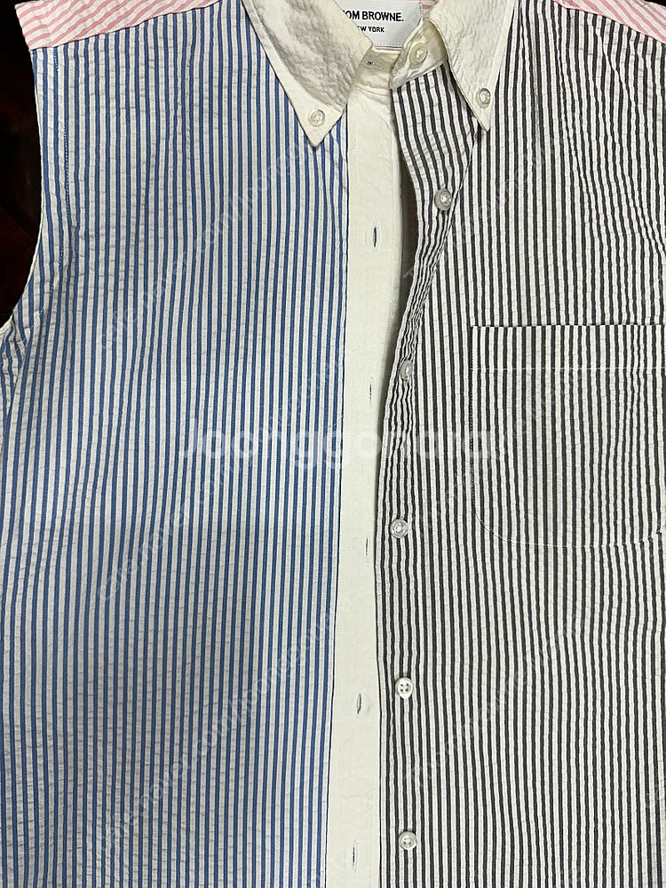 톰브라운 정품 여성 펀믹스 민소매 시어서커셔츠 새상품급 한정판 해외구매 팝니다.!!!--2