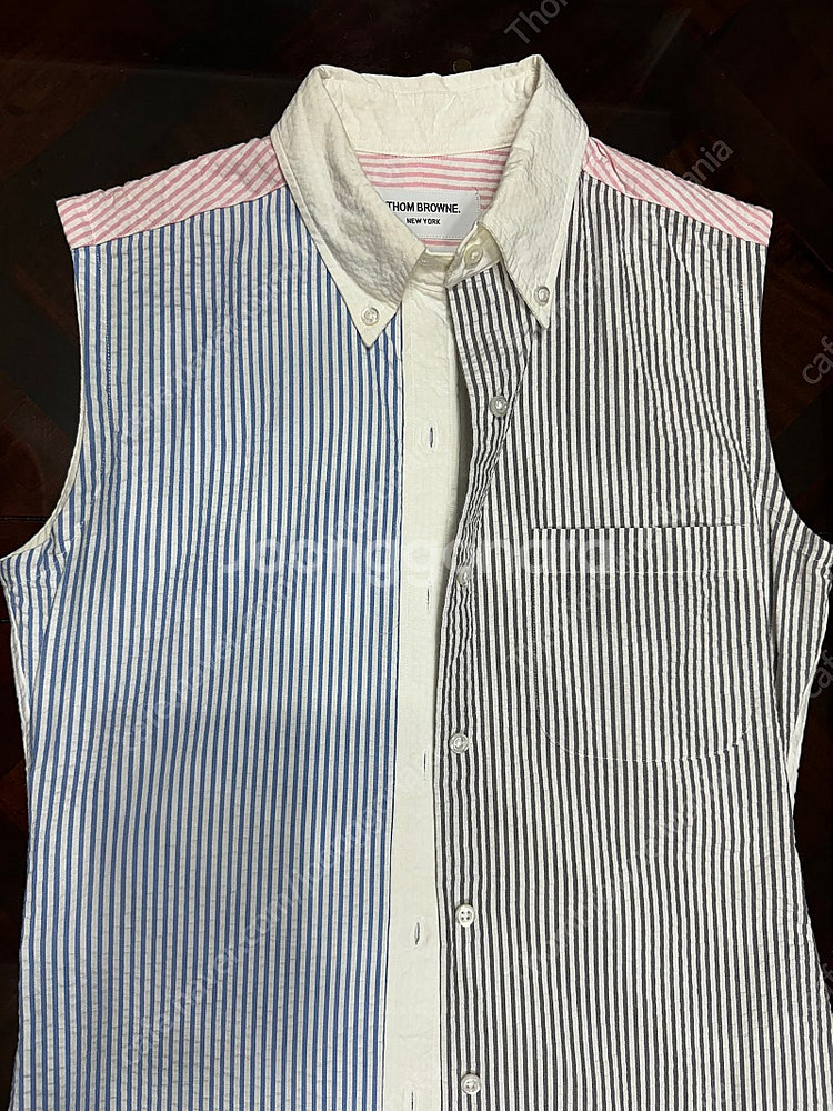 톰브라운 정품 여성 펀믹스 민소매 시어서커셔츠 새상품급 한정판 해외구매 팝니다.!!!--3